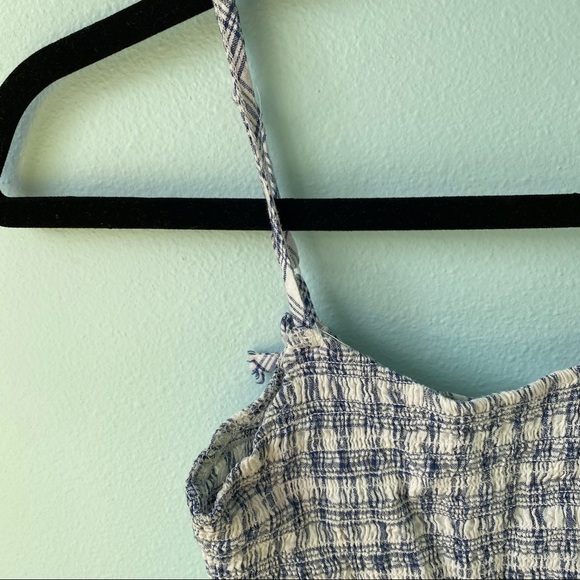 Blue Plaid Gingham Crop Top - Picture 2 of 6